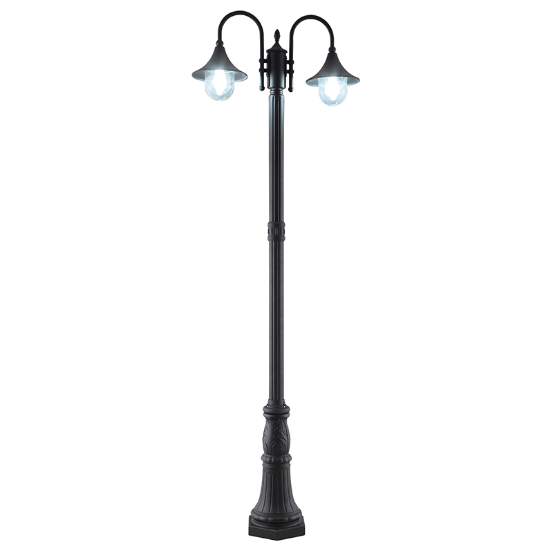 DH-1099-2(02#) Outdoor Street Light Outdoor Lamp Post Light with 2-Head Design With Clear Seedy Glass For Garden, Patio, Backyard, Walkway, Driveway